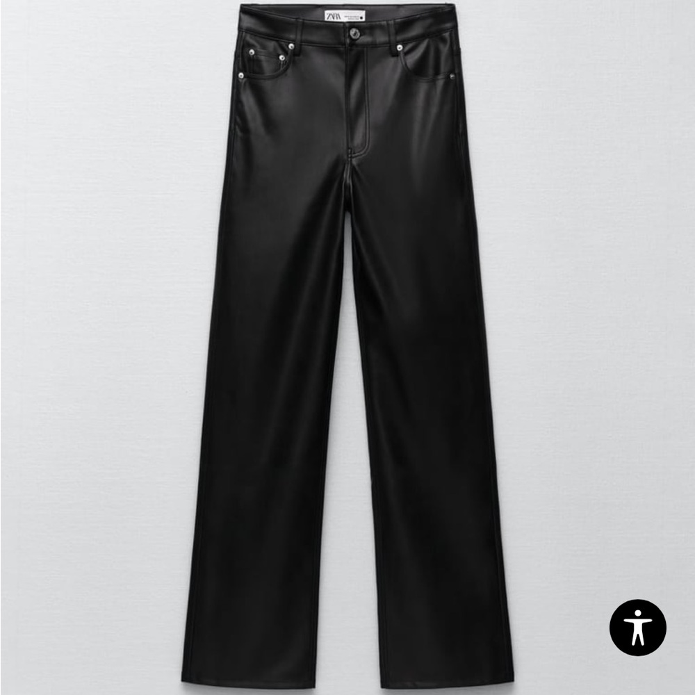Zara full length faux leather pants